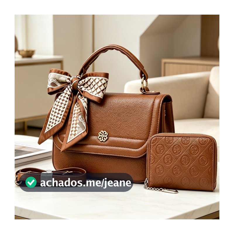 bolsa de mao feminina conjunto carteira lenco decorativo alça transversal regulavel varias cores elegante diario
