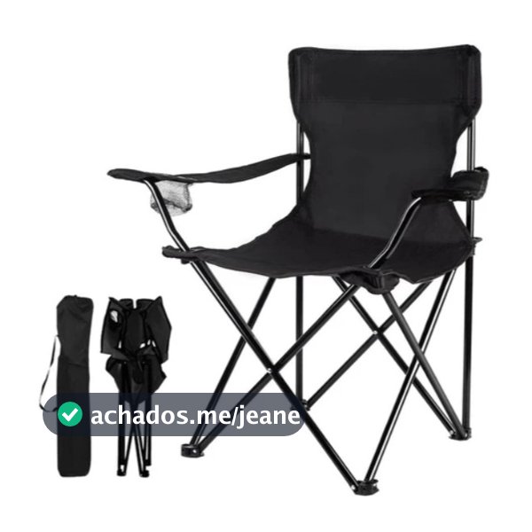 Cadeira Dobrável Aço Inox Com Porta Copos Pesca Praia Acampamento Camping Com Bolsa