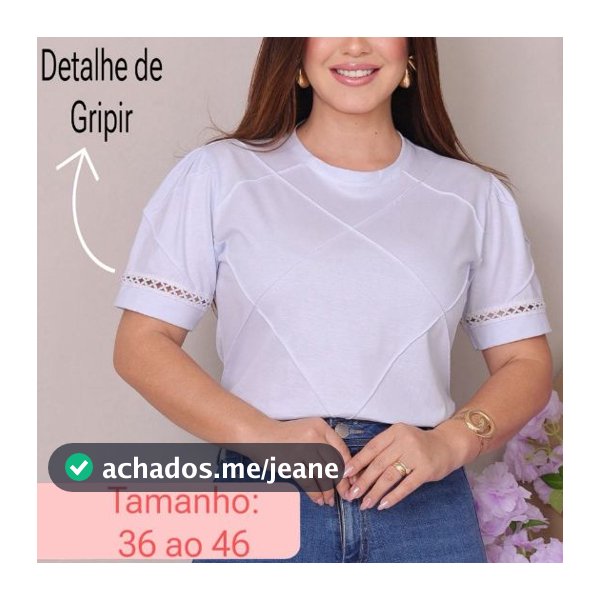 Blusa T-Shirt Feminina Algodão Premium Manga Princesa Gripir Estilosa Nervura