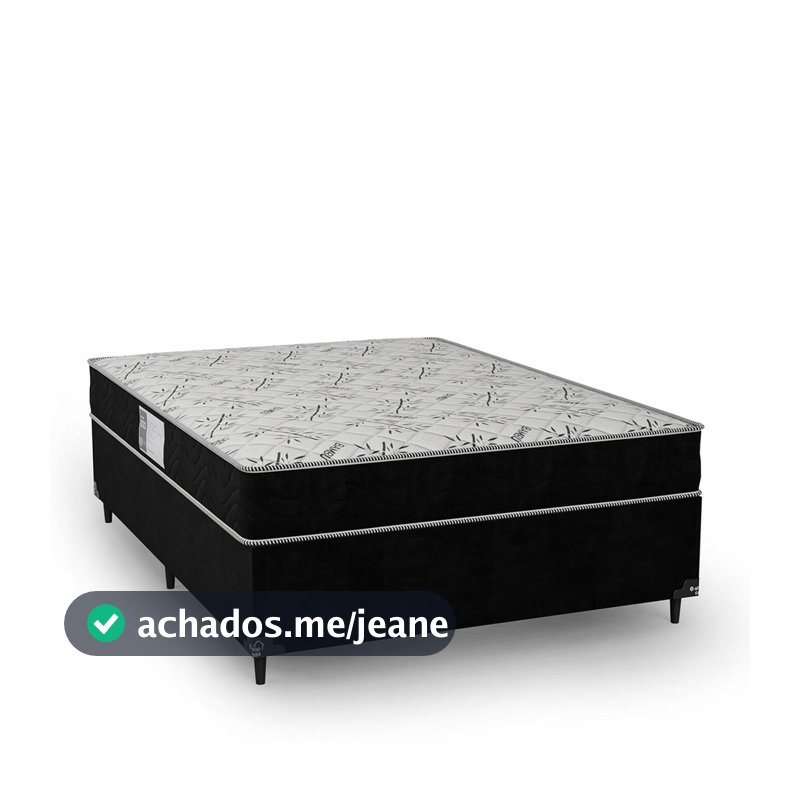 Cama Box Casal + Colchão D33 One Face - Suede Preto - e-Shop Casa