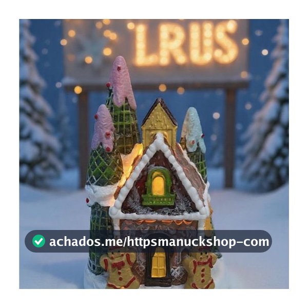Enfeite Natal Natalino LED Casinhas Vila Natalina Resina 8cm x 8cm x 9cm Decoração Enfeite Cenário Premium