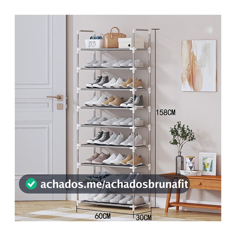 Prateleira Sapateira 9 Andares De Metal E Plastico Organizador Multiuso Prata Para Sapatos Calçados a