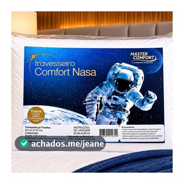 Travesseiro NASA Anatômico Ortopédico p/fronha 50x70 Comfort Nasa Suporte Cervical alta Qualidade