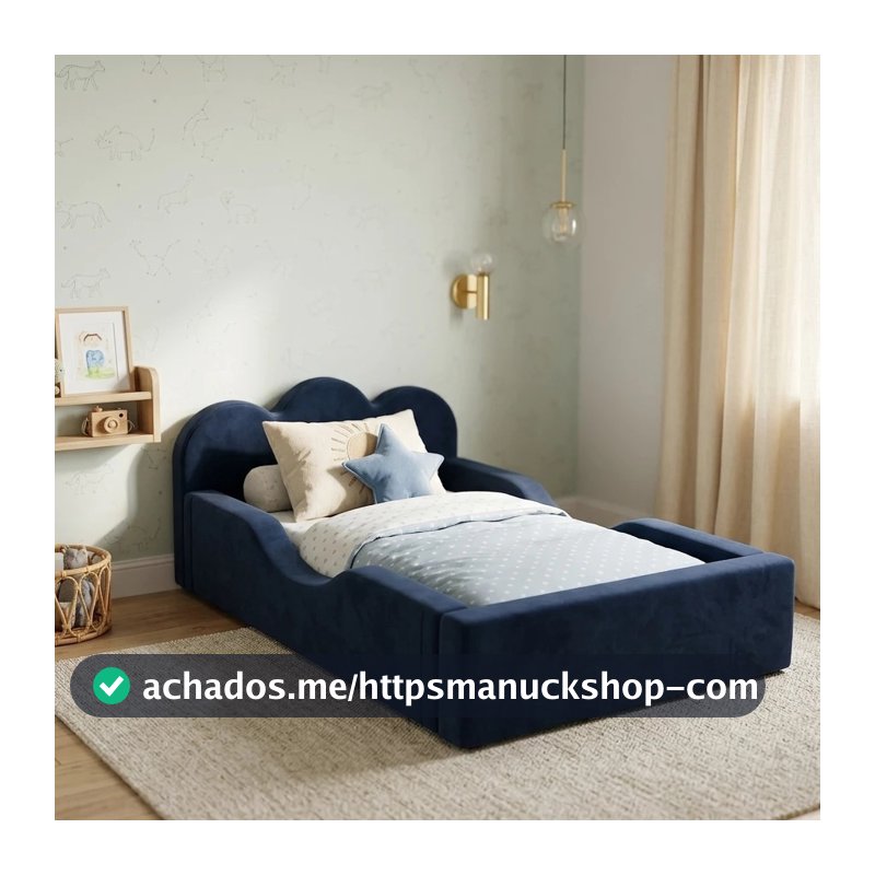 Mini Cama Infantil Montessoriana Pompom Espuma D26 Soft Menino Menina Proteção Lateral Com Colchão
