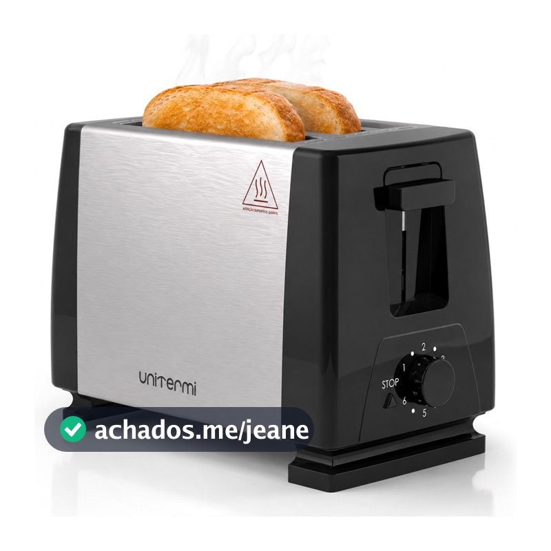 Torradeira Aço Elétrico 650W Inox 2 Fatias Pães 6 Níveis De Tostagem Automática Bandeja Removível