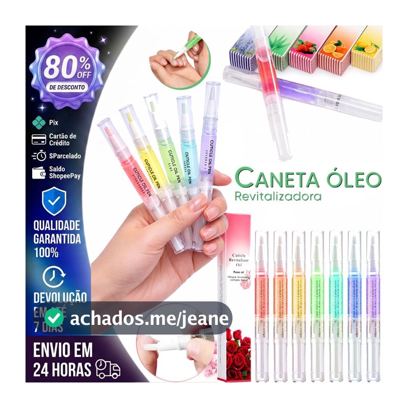 Kit 3, 6 ou 12 Caneta Óleo Hidratante Cutículas Revitalizador De Unha Sabor Fragrância Flores e Frutas Unhas