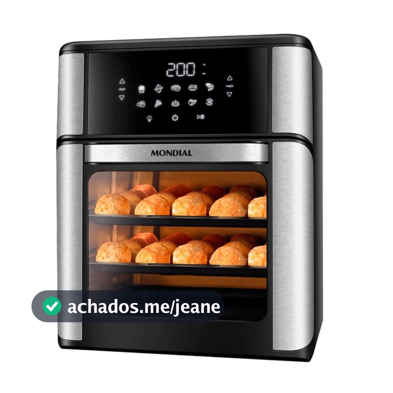 Fritadeira Air Fryer Forno Mondial AFON-12L-BI 12L 2000W 127V - Preto/Inox