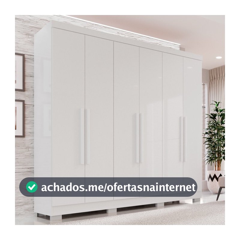 Guarda-roupa Casal 6 Portas 2 Gavetas França Branco