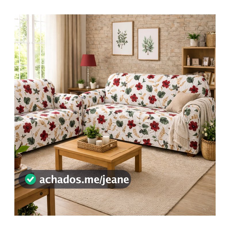 Capa para Sofá Coladinha Estampada 3 e 2 Lugares Malha Premium Resistente