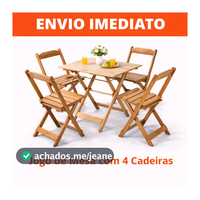 Jogo de Mesa com 4 Cadeira Dobravel 70x70 Area Externa