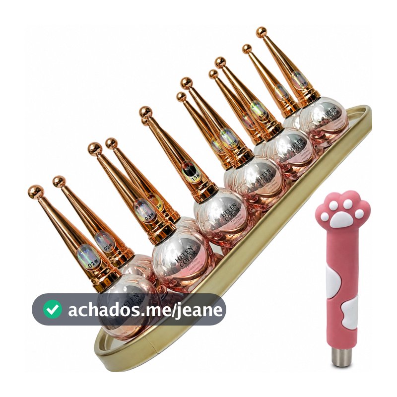 Kit 12 Esmaltes em Gel Magnético Helen Color Coleção Encanto Magnético 15 ml + imã Pata de Gato