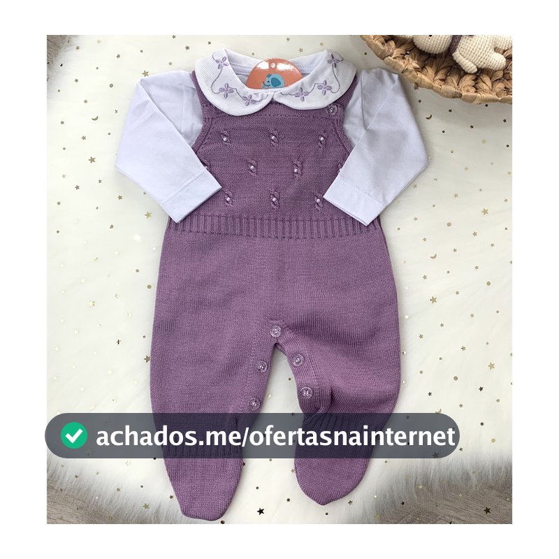 Conjunto Jardineira Tricô Anna Com Body - (Lilás, Branca, Vermelha, Rosa)