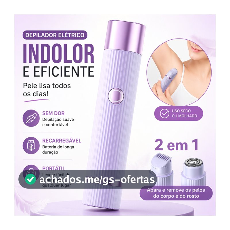 Depilador Removedor de Pelos Facial e Corporal – Sem Fio Recarregável Portátil Indolor