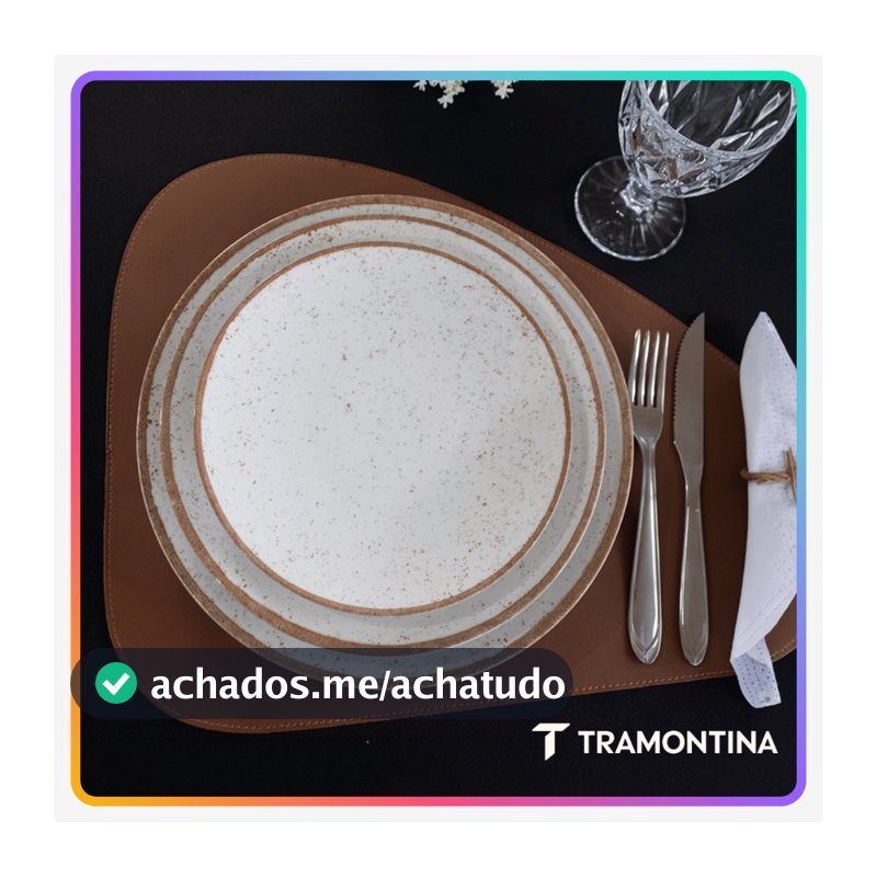 Jogo de Pratos Jantar Rústico Marrom Tramontina Porcelana Conjunto de Pratos Raso, Prato Fundo e Sobremesa Opções de Kit