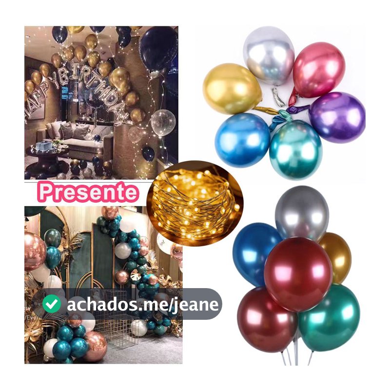 Kit 25 Balão Bexiga Metalizada 5''  Decoração De Festa Metalizada Aniversário Casamento Evento Painel
