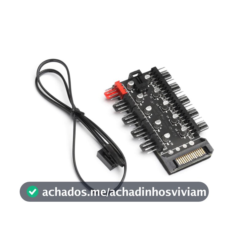Hub Multi Fans Pwm 4 Pinos Controle Velocidade Adaptador Cooler Ventoinha 10 Portas Sata