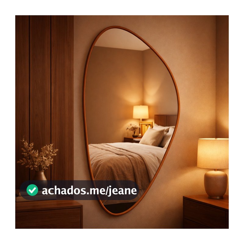 Espelho Orgânico Assimétrico de Parede 110x53 Decorativo Moderno