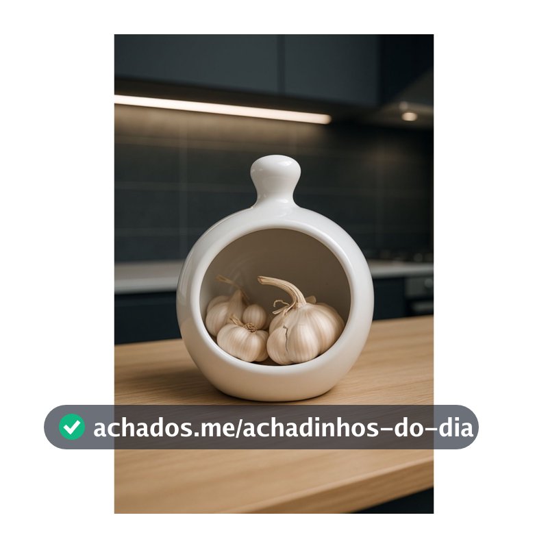 Porta Alho Ceramica Branca Solução Prática Cozinha Praticidade Liso Guarda Alho Organização