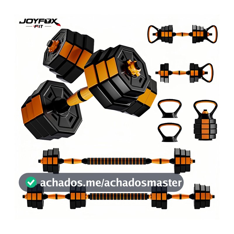 Halteres Musculação Kit 6 Em 1 Regulável 30kg Joyfox Barra Extensora Anilhas E Kettlebell Equipamento De Academia