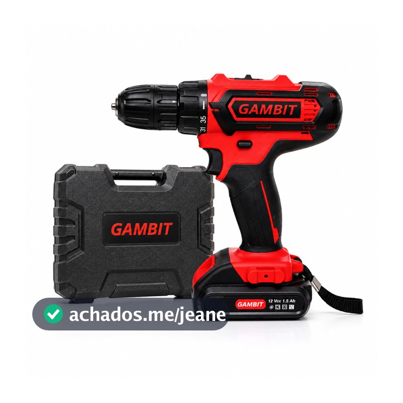 Furadeira Parafusadeira Gambit 12V | Sem Fio | Maleta + Bivolt | Madeira e Metal