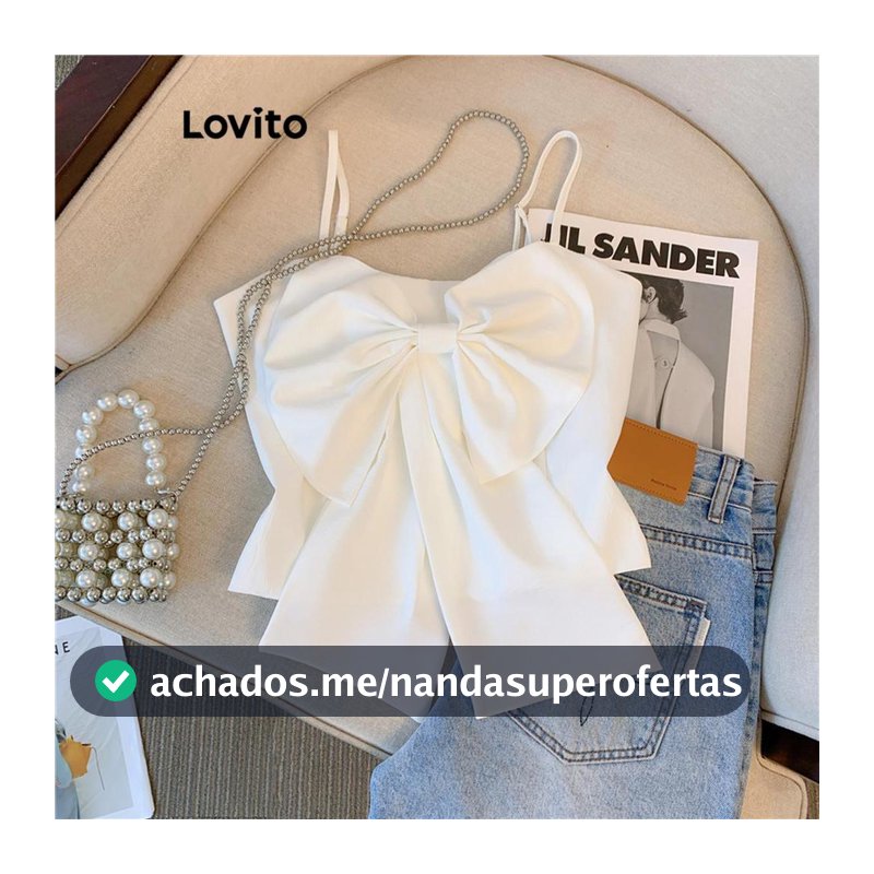 Lovito Férias Regata Casamento Delicada Com Laço Lisa Para Mulheres LNA65225
