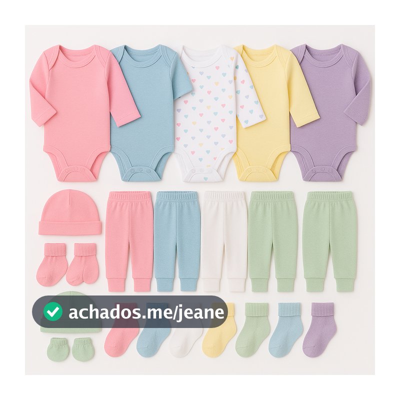 Kit enxoval bebê 17 peças menina menino unissex algodão