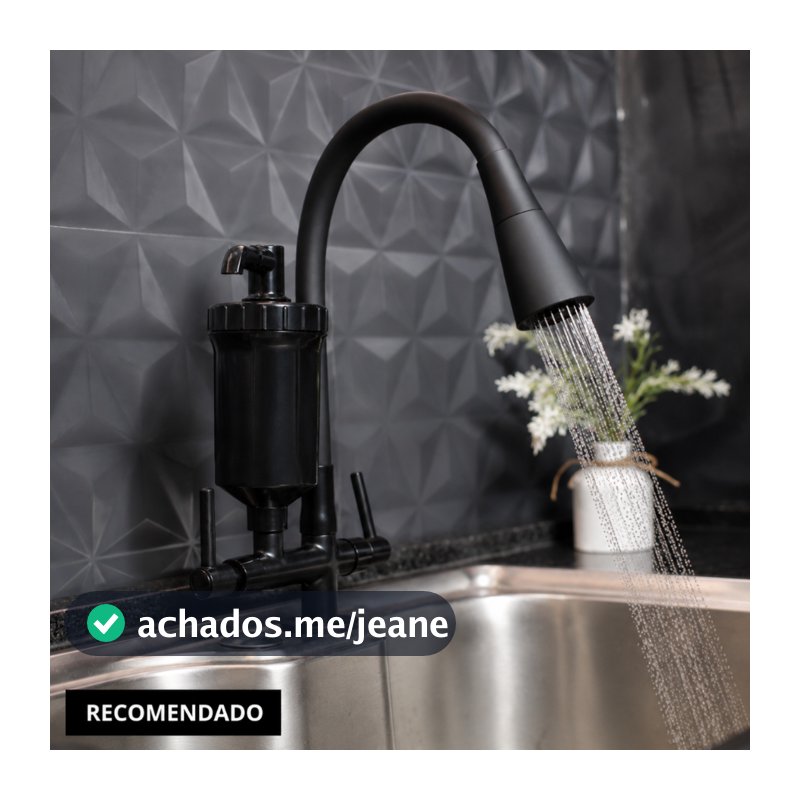 Torneira Gourmet com Filtro Cozinha Bancada Preta Flexível 2 Jatos ABS Para Pia Mesa Alta e Moderna
