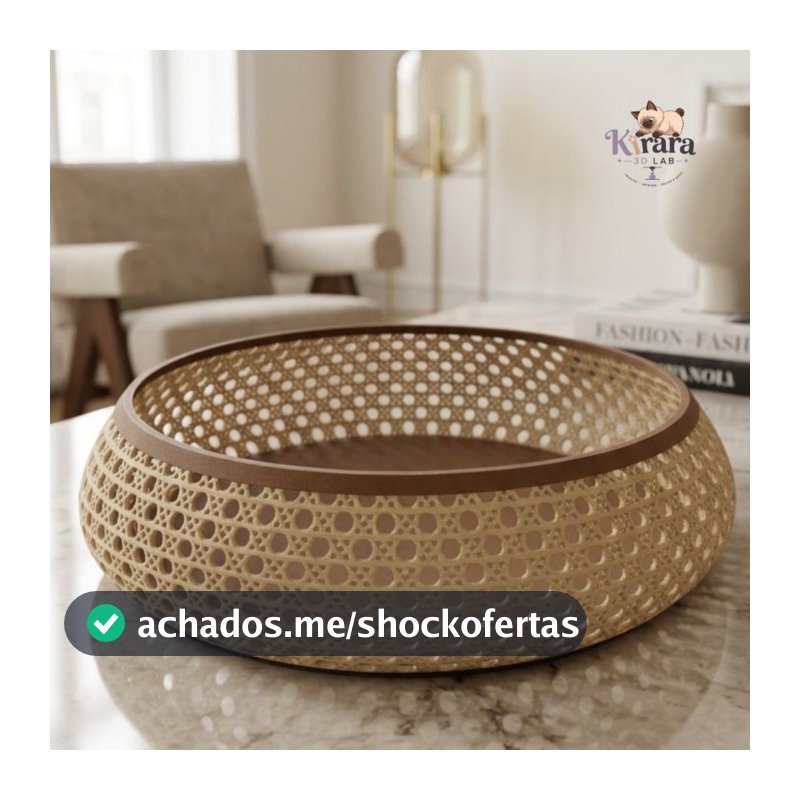 Bandeja Porta objeto decorativo Rattan Boho Decoração sala