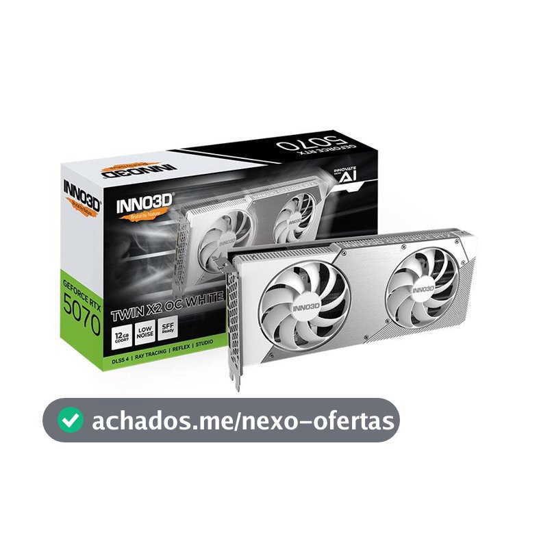 Placa de Video INNO3D GeForce RTX 5070 Twin X2 OC White, 12GB, GDDR7, 192-bit, N50702-12D7X-195064W