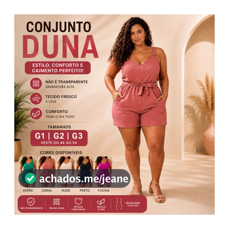 Conjunto Plus Size Feminino Duna Blusa e Short Não Transparente G1 G2 G3 Roupa Feminina Moda Plus
