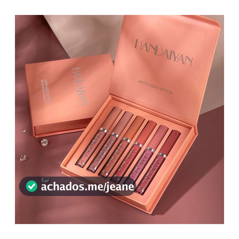 Kit Batom Líquido Matte 6 Cores | Batom Matte de Longa Duração | Maquiagem Feminina para Lábios | Lip Tint Nude e Colori