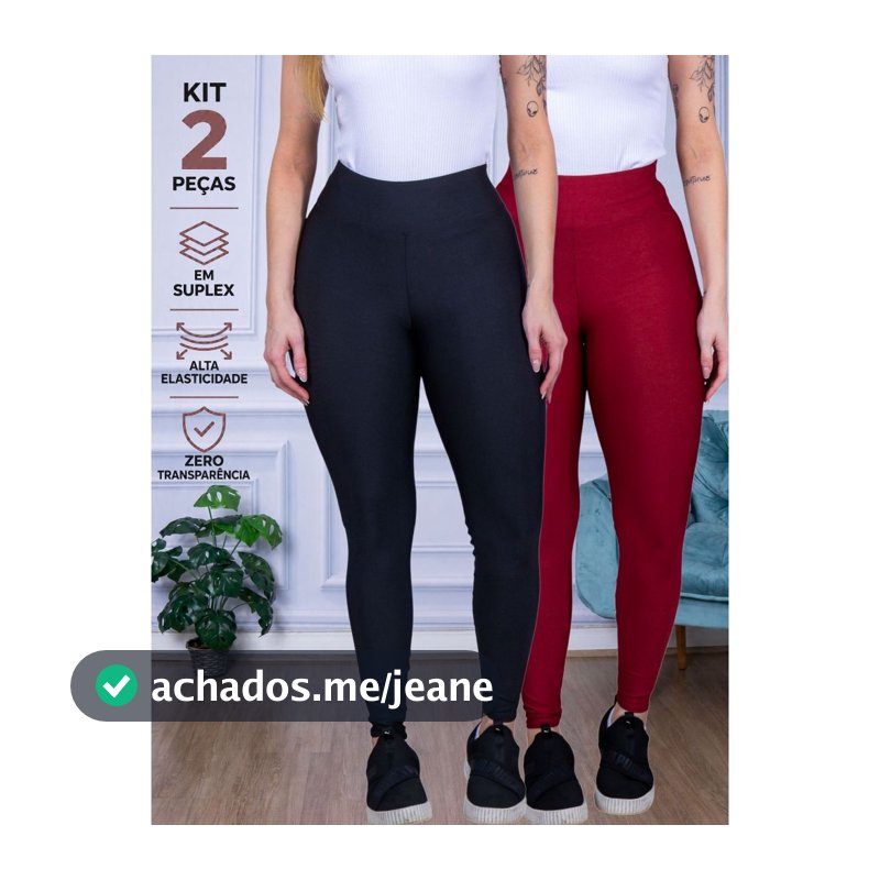 Kit 2 Calças Legging Lisa Fitness Feminina Suplex  Envio Rapido Moda LLevo