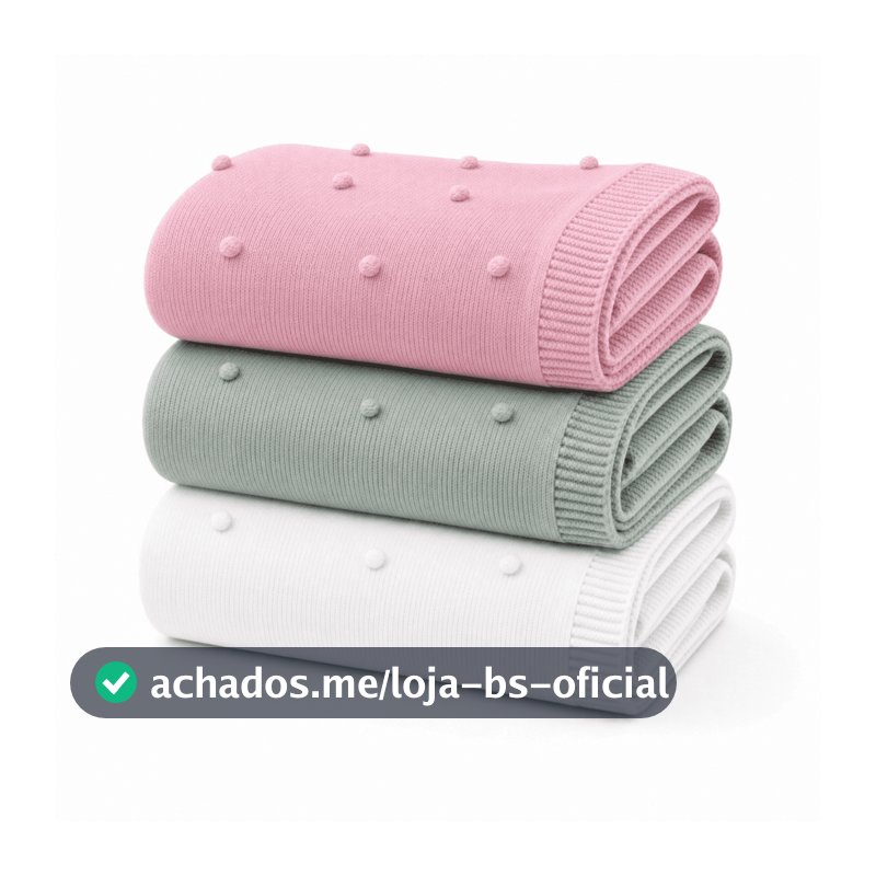 Kit 3 Cobertor de Bebê Tricô Manta Saída Maternidade Quentinha Bolinha Pipoquinha Unissex Menino Menina Presente