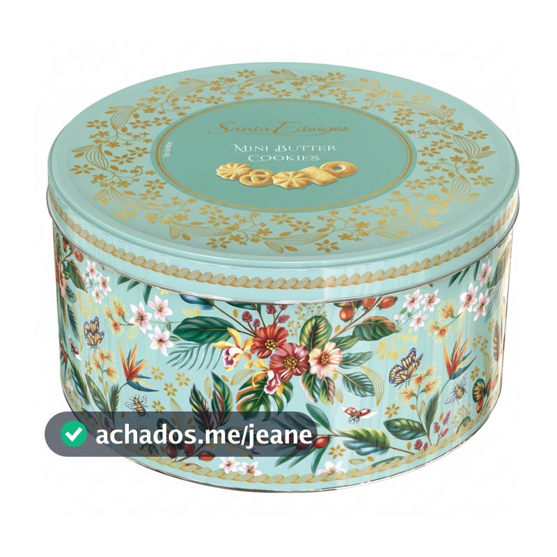 Lata Biscoito Amanteigado Santa Edwiges 300g Mini Cookies Presente Luxo Decorativa