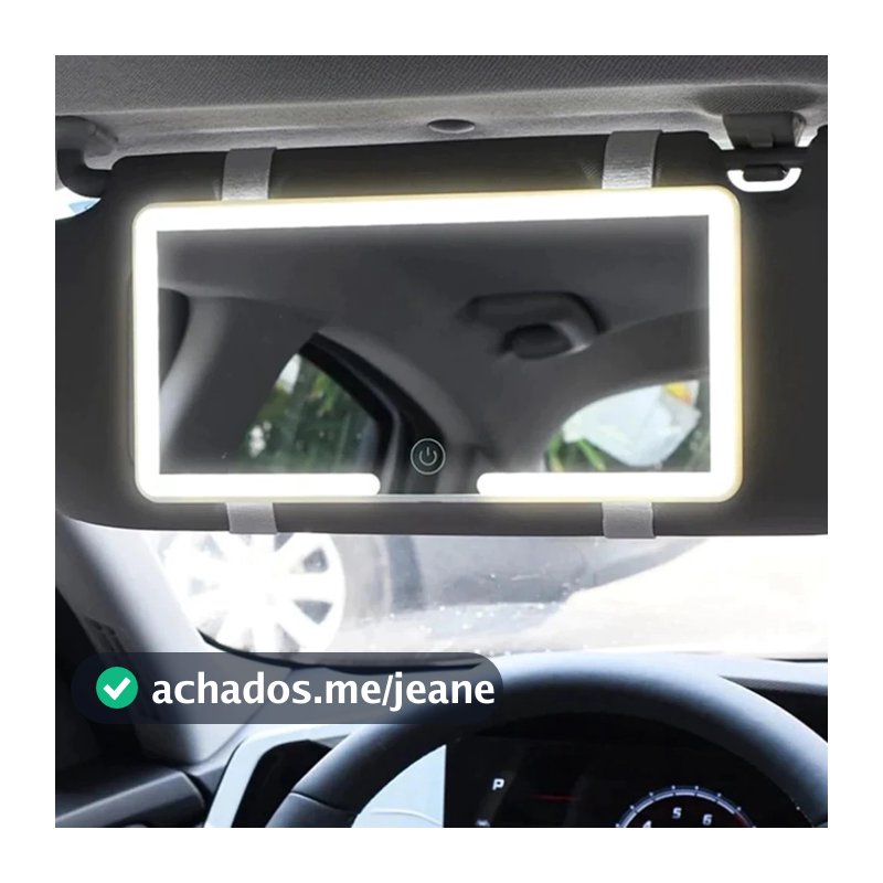 Espelho De Carro Com 3 Modos De Luz E LED Recarregável