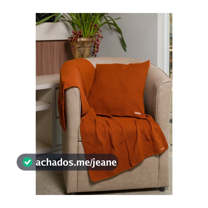 Kit 2 Peças Decoração Peseira Manta Sala Sofá Poltrona Cama Casal Solteiro Tricot + 1 Almofada