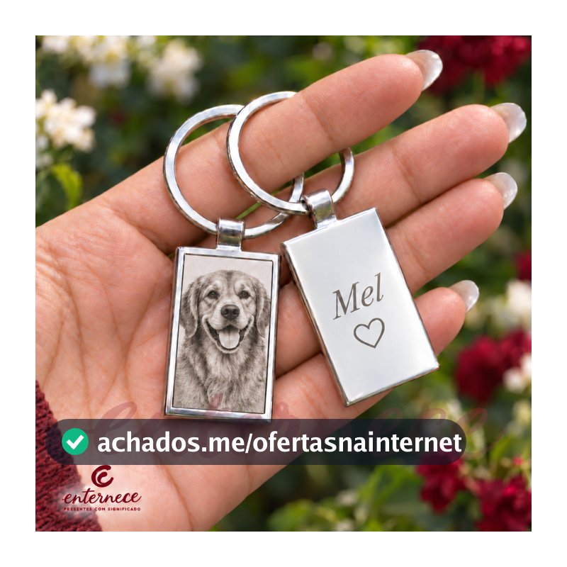 Chaveiro Personalizado Cachorro Pet Gato Foto Frase Gravação a Laser Inox