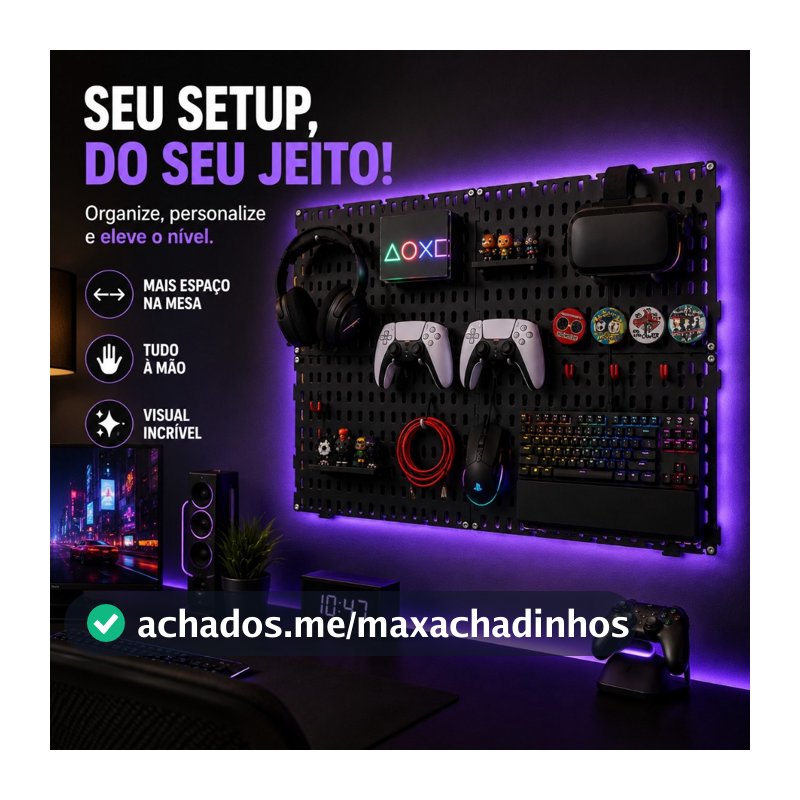 Painel Pegboard Organizador Setup Gamer 59x35 + Brindes