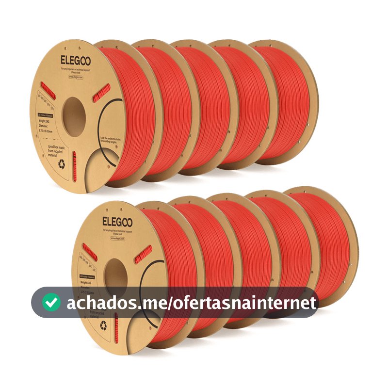 Caixa com 10 Filamentos Elegoo PLA + (Plus) 1.75mm 1Kg