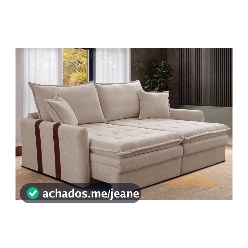 Sofá Baú Sem Caixa Retrátil 1,80m SoftGel Bonnie Boucle Bege Claro Cama inBox