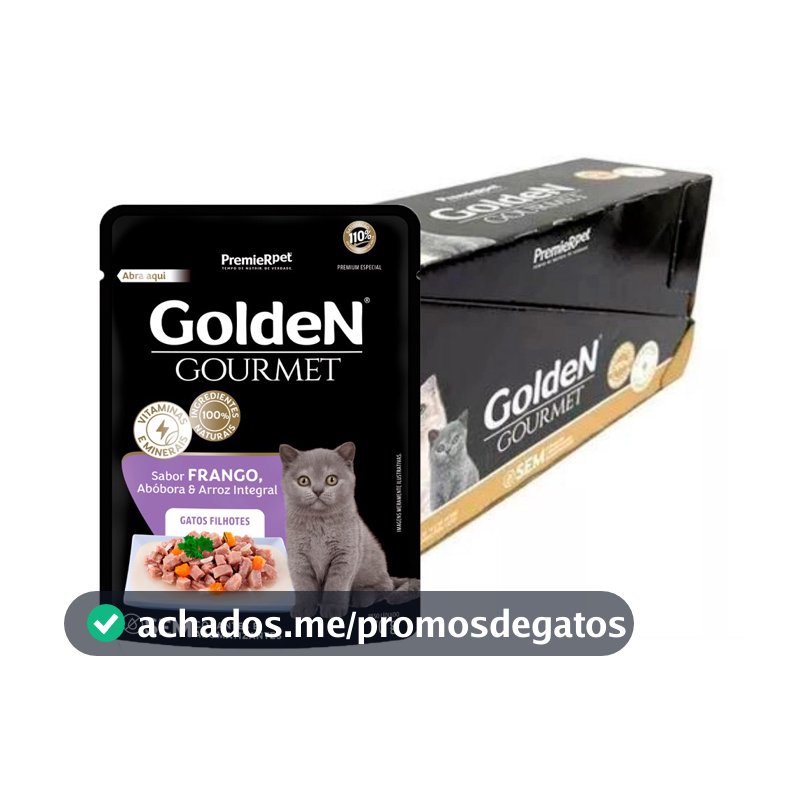 Kit 20un. Ração Úmida Sachê Golden Gourmet Gatos Filhotes Frango 70g