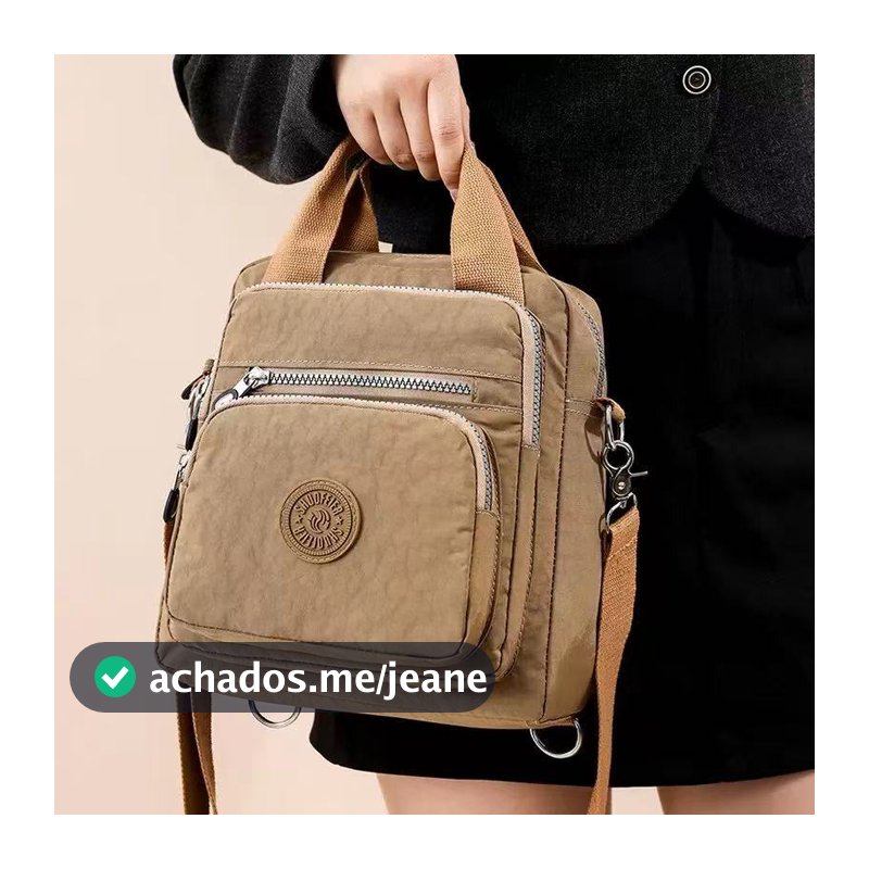 Bolsa Feminina Nylon Impermeável 3 em 1 Transforma em Mochila e Tiracolo Transversal Leve