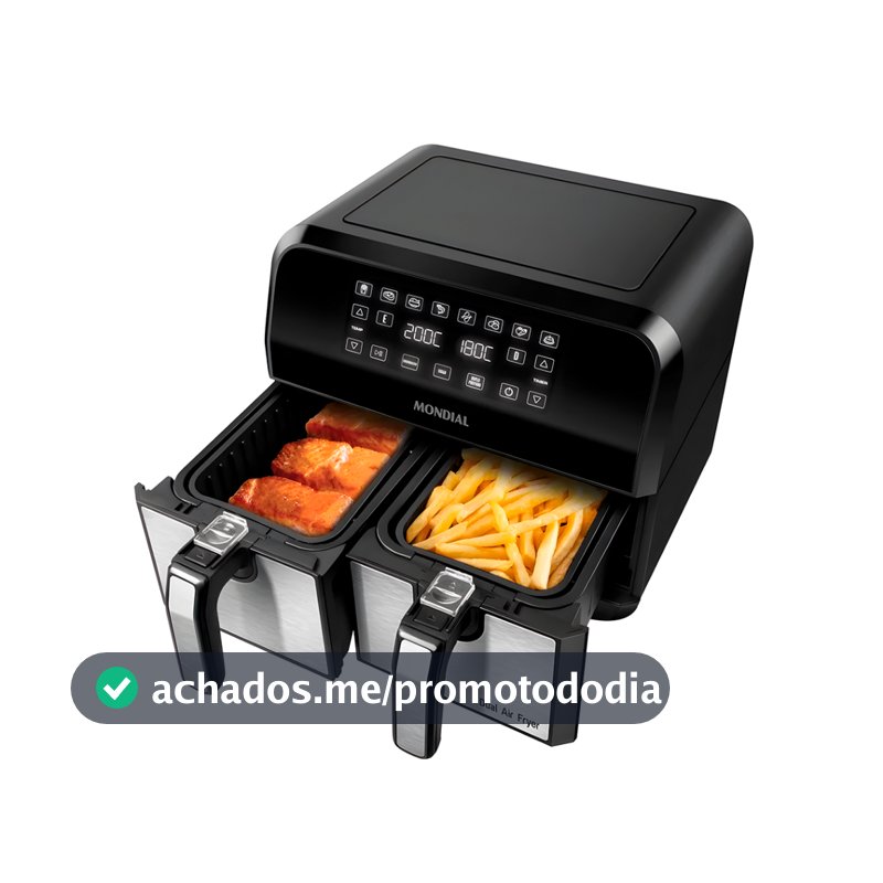 Fritadeira Air Fryer Mondial AFD-01-BI Duplo Cesto 8L 2000W