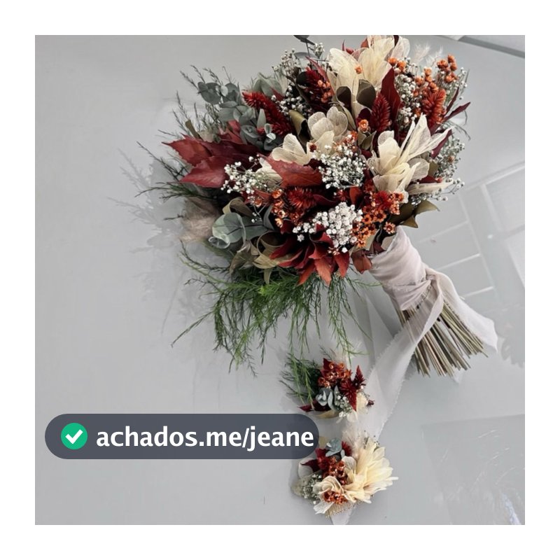 Buquê de noiva flores Secas\Desidratadas Desconstruído (Boho Bouquet) colecao romantico terracota