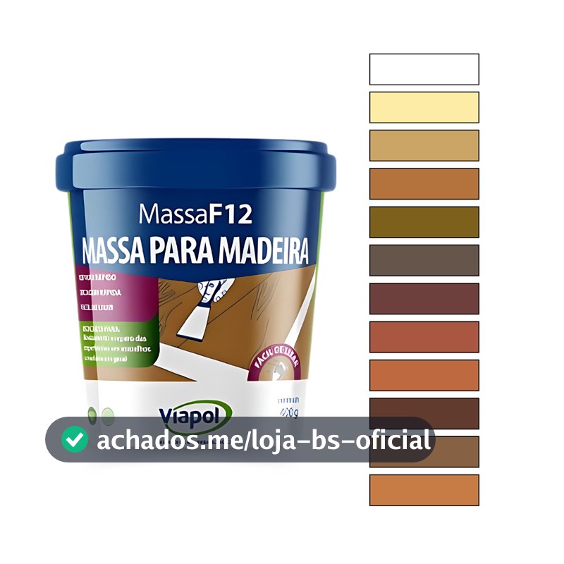 Massa Para Madeira F12 400g Viapol Vedar Calafetar Correção Variadas Cores Mdf Verniz Fácil Aplicação Tapar Resistente