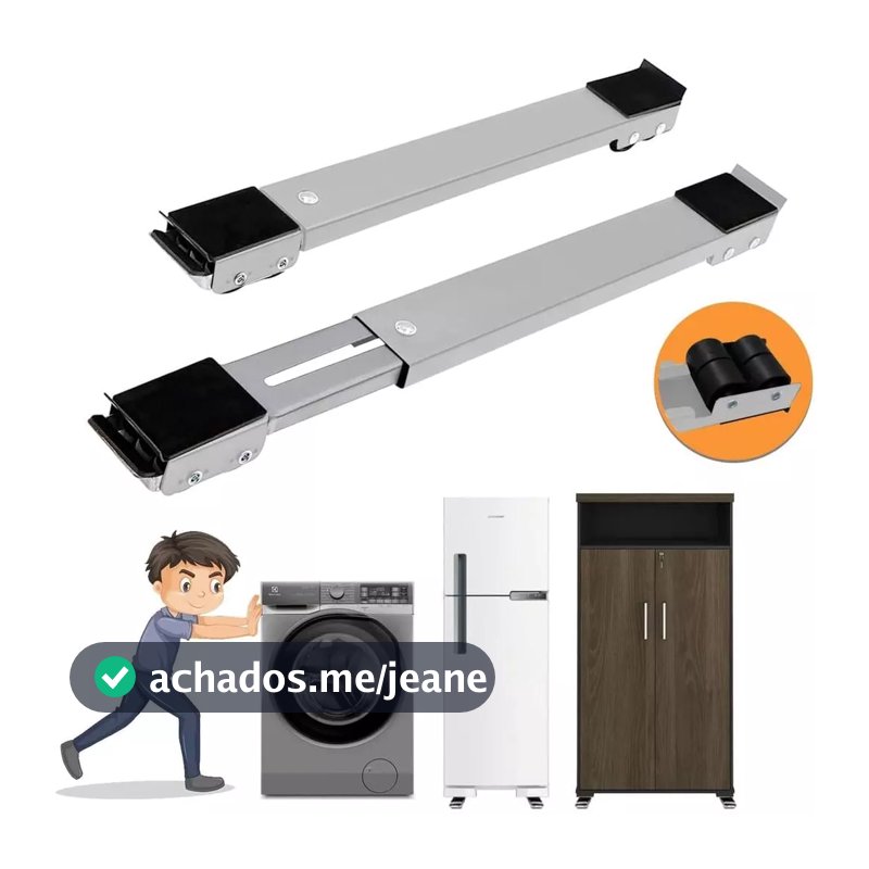 Suporte De Rodinhas Base Ajustável e Reforçada para Máquina de Lavar, Fogão, Geladeira, Móveis e Eletrodomésticos Domést