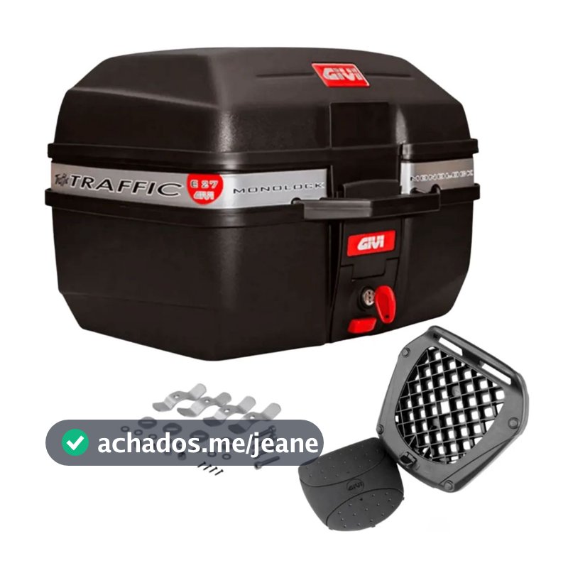 BAÚ BAULETO GIVI E27M E27 27 LITROS MONOLOCK UNIVERSAL TRAFFIC PARA MOTOS PRETO