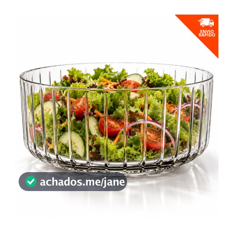 Tigela Saladeira de Vidro 1,8L Rosewood Grande Transparente para Saladas Frutas Sobremesas e Mesa Posta