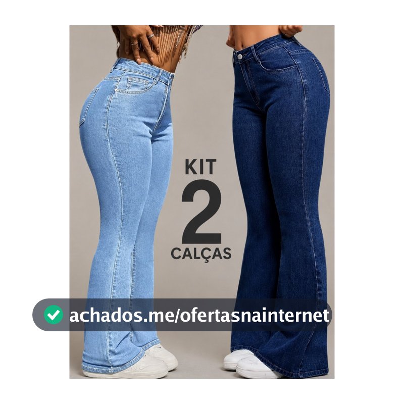 Kit 2 Flare Feminina Modeladora Azul Escuro e Delavê Estilo Gringa SK Jeans