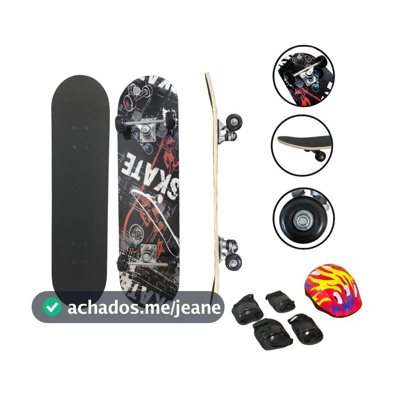 Skate Infantil 31´´ Iniciante Montado Completo com Kit de Proteção Importway Bw-014ks